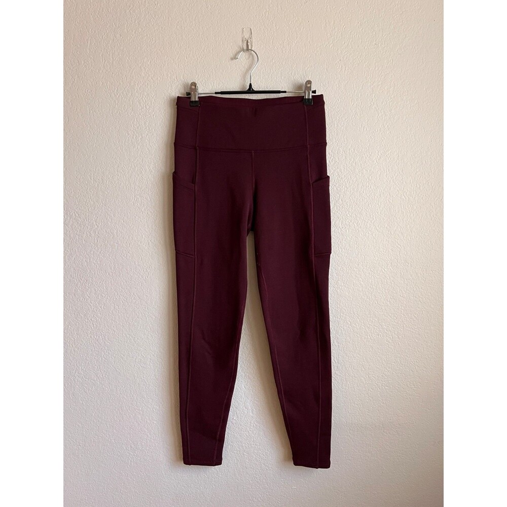 Athleta Altitude Stash Tight Polartec Power Stretch Tight in Cabernet Size SMALL